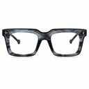 Square eyeglasses with a dark gray and black marbled acetate frame, shown from the front on a white background.