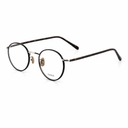 Round dark havana colored eyeglasses on a white background. 
