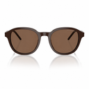 Oversized round sunglasses with a dark brown translucent acetate frame and matching brown tinted lenses, shown against a clean white background with a soft reflection below.