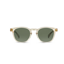 Sunglasses with transparent  frames and dark lenses on a white background