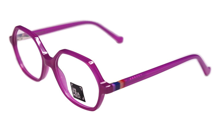 Framed! kids eyewear - geometric violet eyewear - side photo