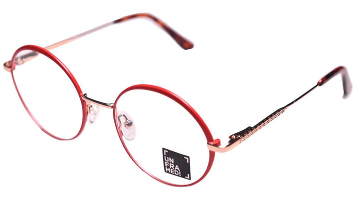 Unframed! round gold and red eyewear