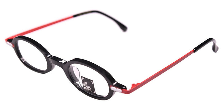 UnFramed! small oval black and red glasses