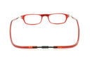 Clic XXL Magnetic rectangle Reading glasses - color red that opens from the nose and has a neck strap - back photo