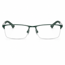 Green matte eyeglasses on a white background. 