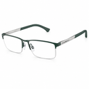 Matte Green eyeglasses on a white background. 