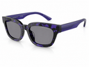 Purple sunglasses on a white background.