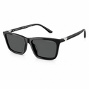 Black sunglasses with silver accents on a white background