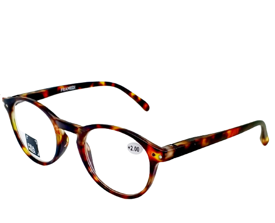 Framed! round reading glasses - Turtoise color - side picture