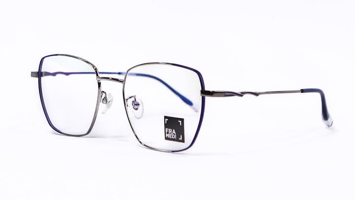 Framed! geometrci blue and silver glasses