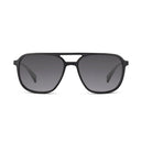 Black sunglasses with a white background