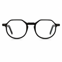 Black geometrical eyeglasses on a white background