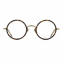 Round tortoiseshell eyeglasses on a white background