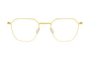 Gold-framed eyeglasses on a white background
