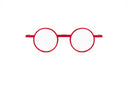 Round small Red eyeglasses on a white background