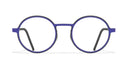 Round eyeglasses with purple  frame on a white background