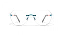 Rimless glasses with pink temples 