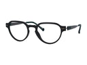 Round eyeglasses with a matte black front frame and dark gray temples, shown against a plain white background.