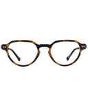 Oversized round eyeglasses with a classic tortoiseshell pattern in brown and black, shown against a plain white background.