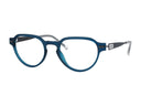 Blue round eyeglasses on a white background