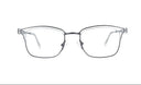 A pair of semi-rimless eyeglasses with a thin dark gray metal frame and clear lenses, shown against a solid white background.