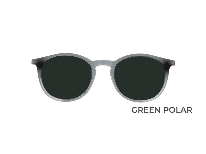 iGreen grey round light clip-on with green lenses