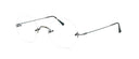 Pair of rimless eyeglasses on a white background