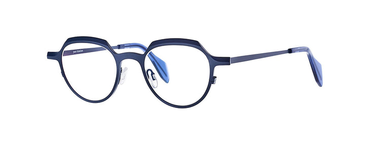 Theo Geometric flat blue frames - side photo