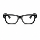 Black acetate eyeglass frames with a thick, rounded rectangular shape and clear lenses, shown against a plain white background.