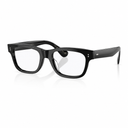 Side angle of black eyeglasses on a white background. 