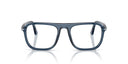 Blue Persol eyeglasses on a white background