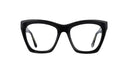 Black cat-eye glasses on a white background