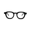 Black thick eyeglasses on a white background