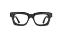 Black thick eyeglasses on a white background