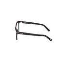 Black acetate eyeglass frames shown from a side profile view against a plain white background.