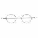 Silver round metal eyeglasses on a white background. 