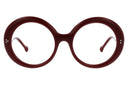 red hally and son eyeglasses on a white background