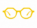 Yellow geometric eyeglasses on a white background