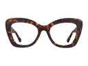 Tortoiseshell oversize cat-eye glasses on a white background