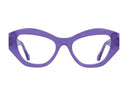 Purple eyeglasses on a white background