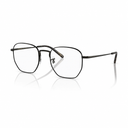 Side angle of black framed eyeglasses on a white background. 