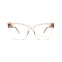 Pair of glasses with a pink oversize frame on a white background