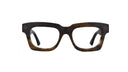 thick Havana tortoiseshell eyeglasses on a white background