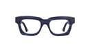 Thick Blue eyeglasses on a white background