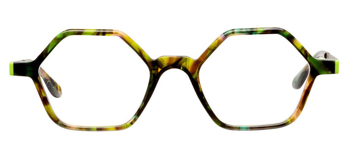 Matttew geometric hexagone eyewear - turtoise green - front photo