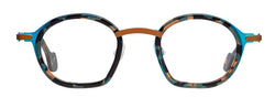 Matttew round geometric eyewear - blue and brown - front photo
