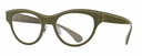 Green eyeglasses with a white background