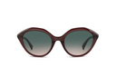 Cat-eye sunglasses with a translucent dark reddish-brown acetate frame and dark gray gradient lenses, shown against a plain white background.