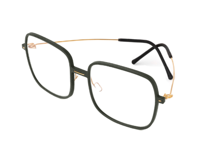 Black Oversize square monogram designer eyewear, side view.