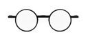 Black Round monogram designer eyewear, front view.